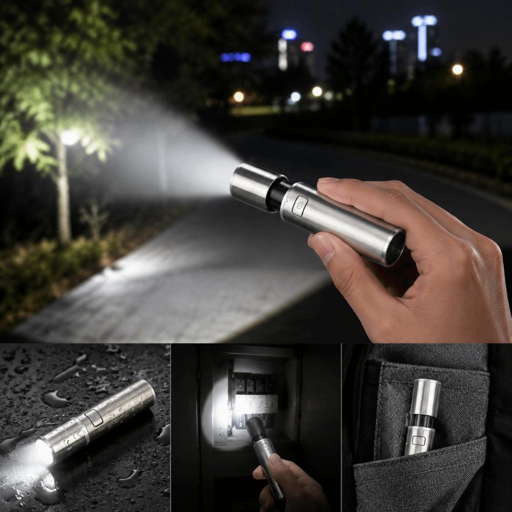 Rechargeable Telescopic Zoom Flashlight Super Bright White Laser Flashlight Long Range