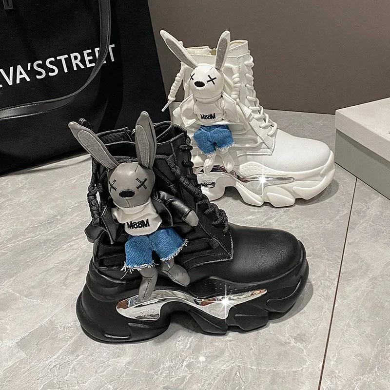 Women's Thick-soled Boots Wedge Heel Lace-up Decorative Women's Shoes Fashion Winter Women's Boots Vulcanized Shoes Modern Boots