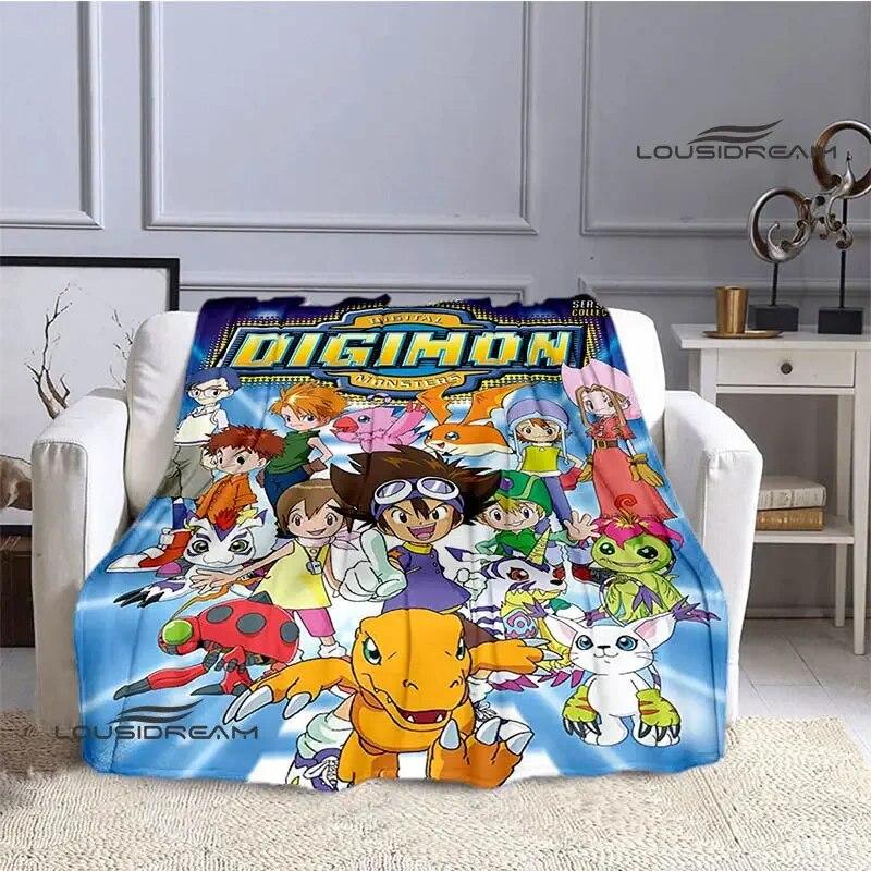 Одеяло с мультяшным принтом Digimon, теплое одеяло с фланцем, одеяло для пикника, домашнее дорожное одеяло, подкладка для кровати, подарок на день рождения