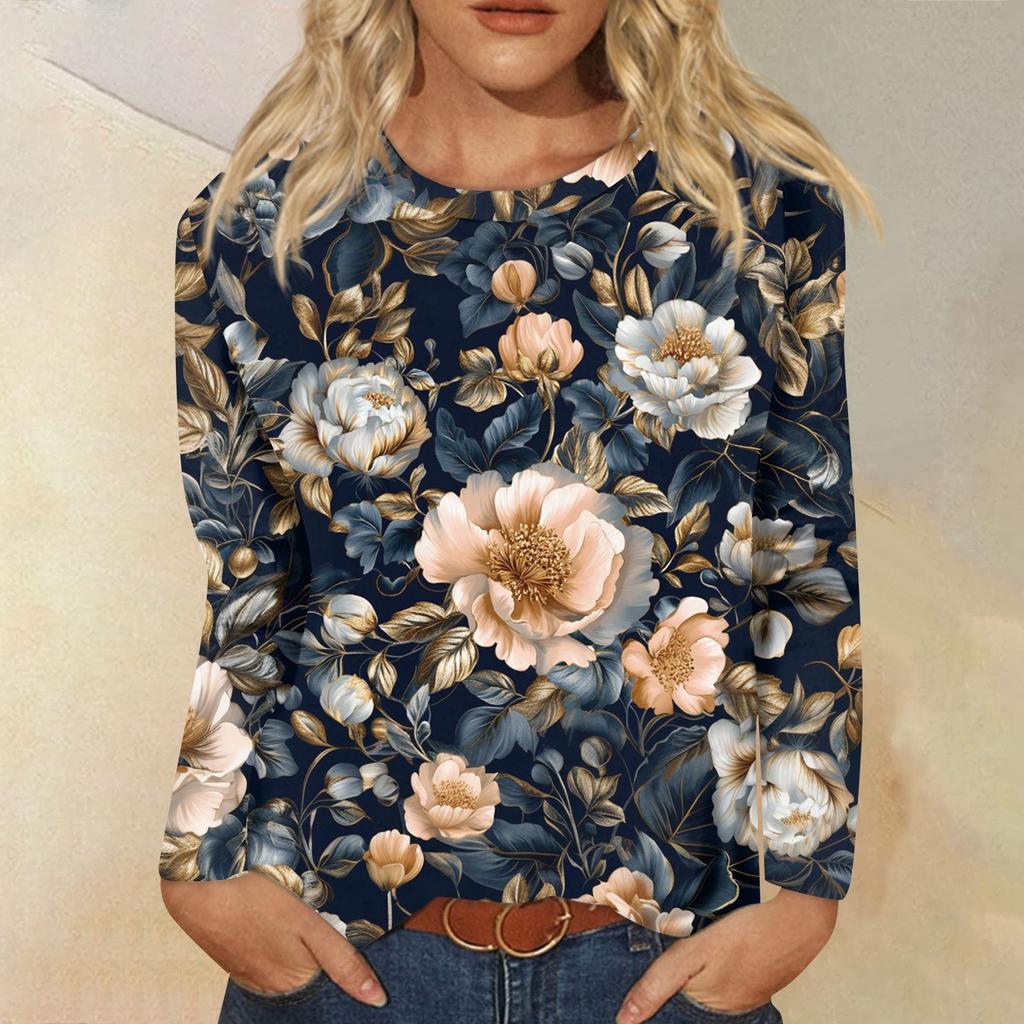 Женская модная повседневная кофта с длинным рукавом и принтом, с круглым вырезом