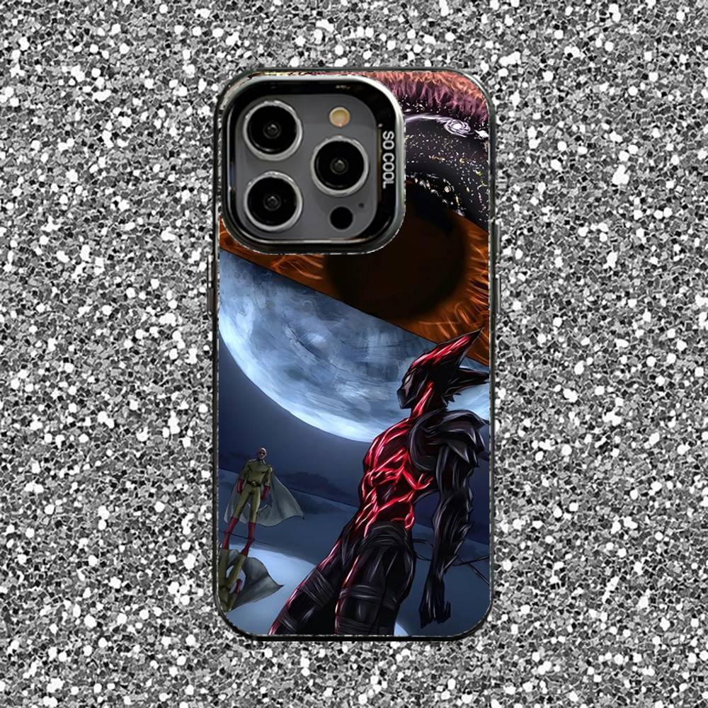 One P-Punch-Man Phone Case For iPhone 16,15,14,13,12,11,Pro,XS,Max,Plus,Mini,SE Black Candy Matte Shockproof Cover