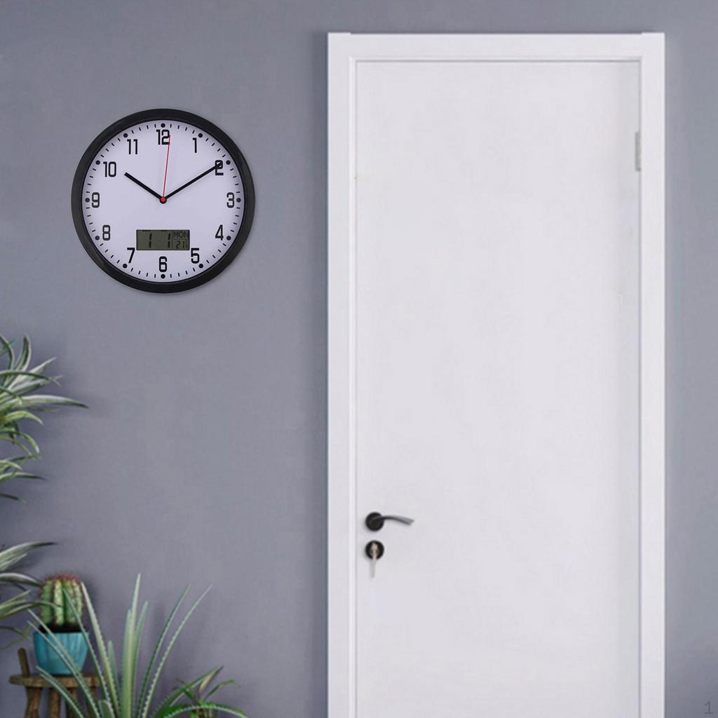 Классические настенные часы с датой и температурой, цифровые 10-дюймовые бесшумные часы для гостиной