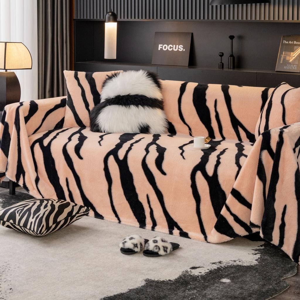 Modern Zebra Pattern Sofa Towel Furniture Cover 4 Seater Sofa Throw Blanket Couch Armchair Slipcover All-season