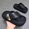 Thick Soled Metal Cross Over Slippers for Women In Spring New Heightening Versatile Comfortable Bread Stomping Shoes