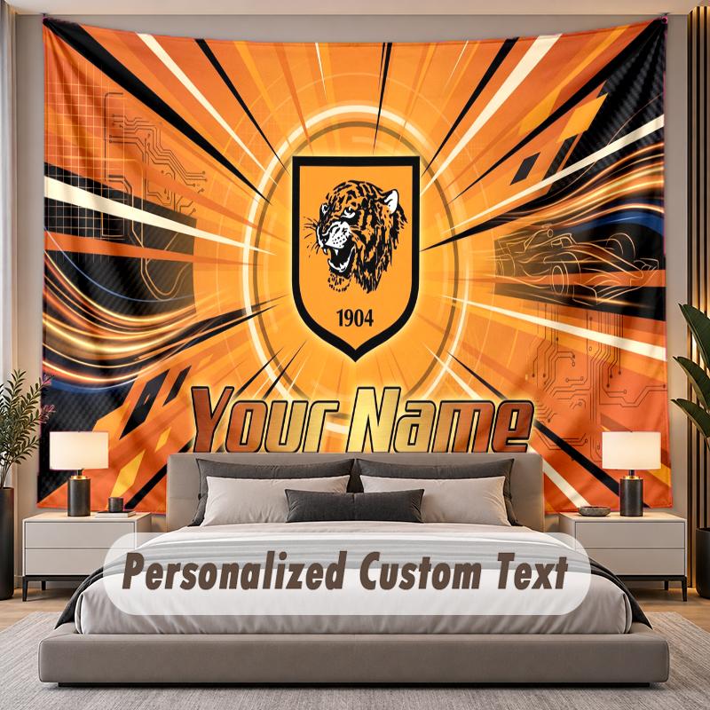 Custom Name Text Tapestry Hull FC Personalized Polyester Wall Tapestry For Bedroom And Room