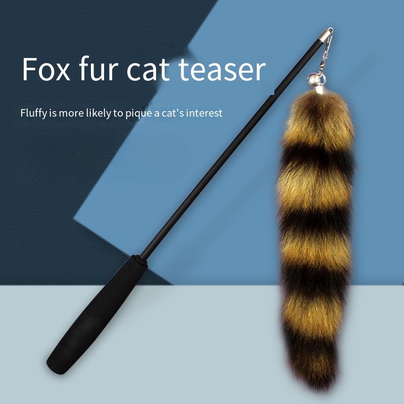 1 шт. Дразнилка для кошек Игрушка для кошек Фея Кошка Лисий хвост Перья Телескопическая длинная палка для снятия скуки Кошачьи товары Игрушки для кошек