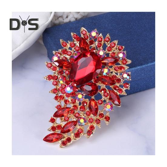 Vintage Crystal Brooch Anti-oxidation Anti-rust Alloy Lapel Pin Chic Colorful Crafted Pin Gift for Her