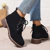 Мода 2025 Ботильоны на толстом каблуке для женщин Винтажные больших размеров 36-43 Шнуровка Женская обувь Осень Зима Нескользящие Короткие ботильоны Мухер