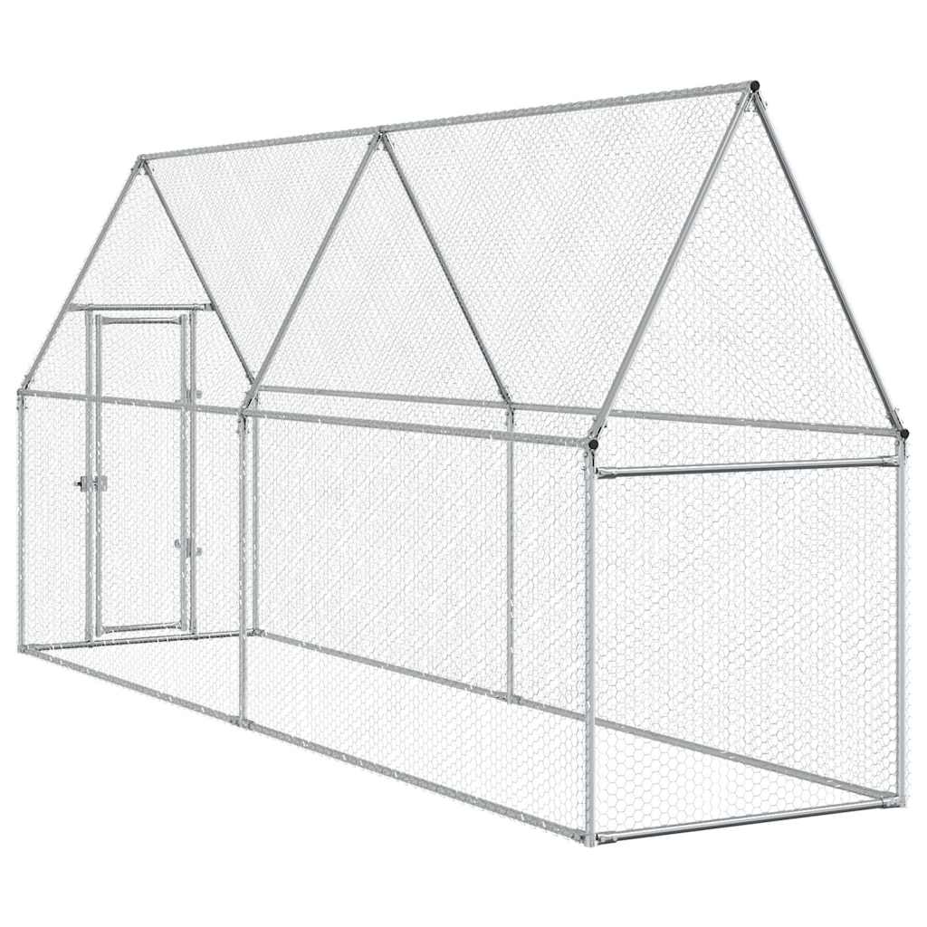 Chicken Coop Silver 400x100x190 cm Galvanized Steel