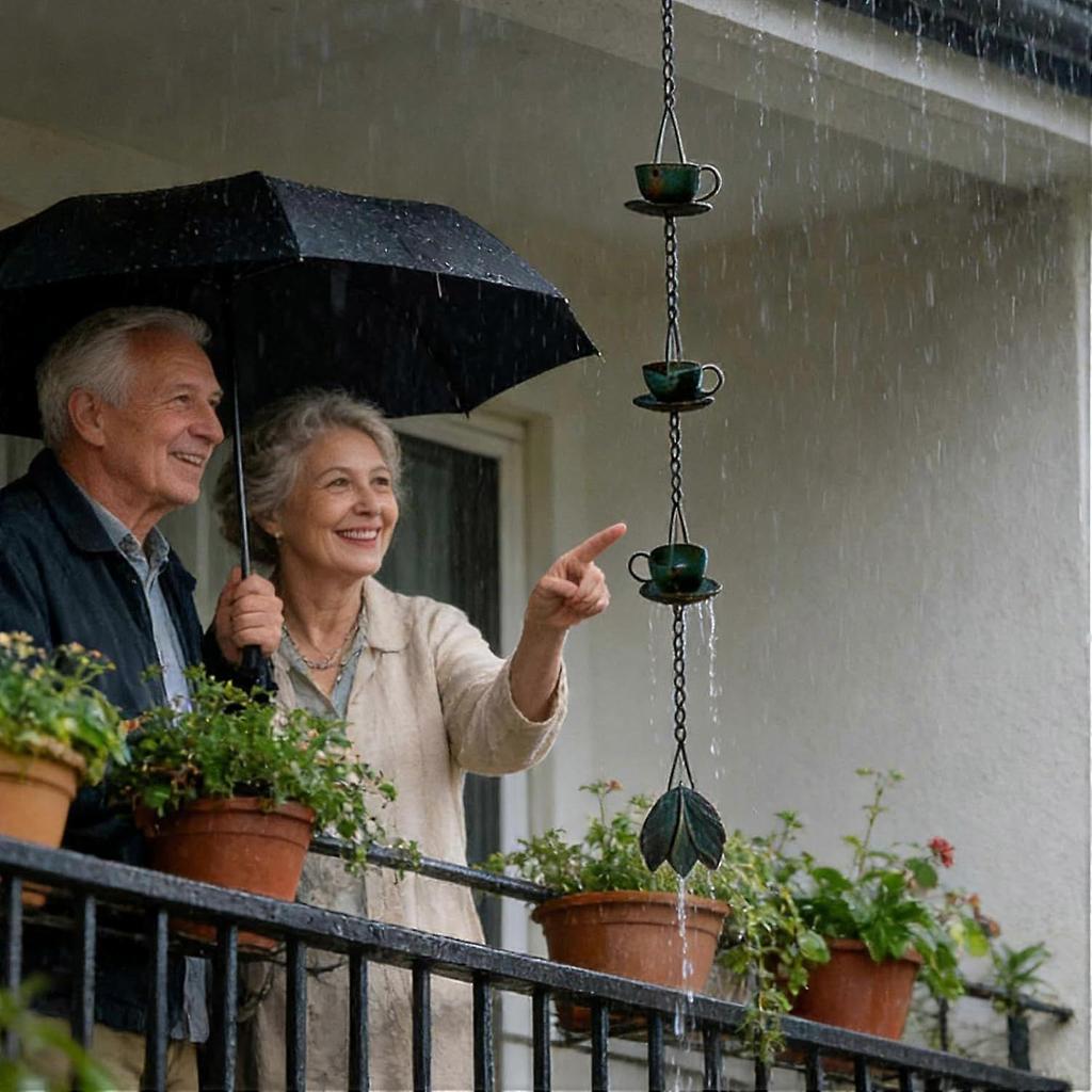 Rain Gutter Chains - Cup Style Long Lasting Water Drainage, Durable Rain Chain, Outdoor Water Management | Walkway Courtyards Pathway Balcony for Walk