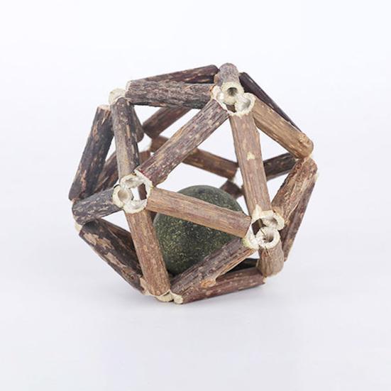 Catnip Wood Ball Toy Natural Silvervine Stick Cage Ball with Catnip Ball Kitten Teeth Cleaning Molar Toy for Indoor Cats