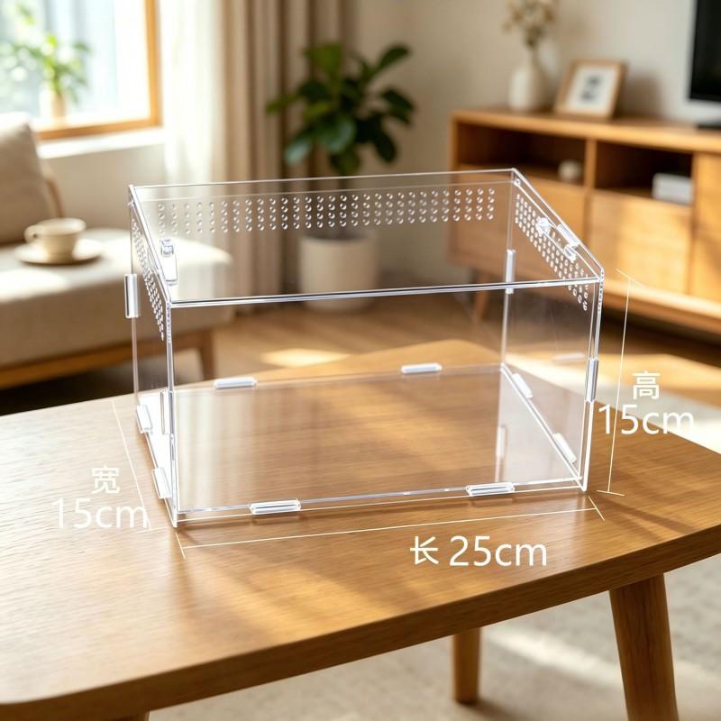 Acrylic Reptile Terrarium Ventilated Habitat Box Corn Snake Leopard Gecko Hermit Crab Spider