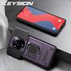 KEYSION Противоударный чехол для Realme 14 Pro+5G Slide Camera Protection Metal Ring Stand Phone Back Cover для OPPO Realme 14 Pro 5G