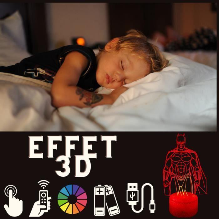 Lampe de chevet 3D LED Batman, Veilleuse changement de Couleurs, Lampe tactile, Idée Cadeau Noël Anniversaire