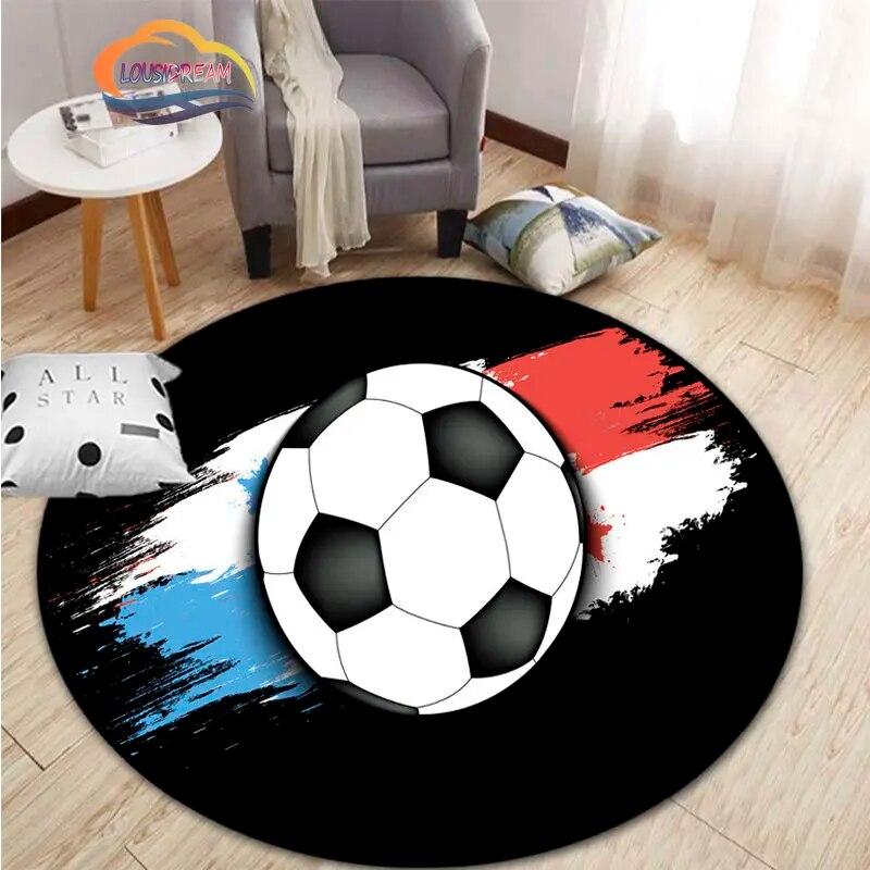 Ковер с изображением футбола, украшение для гостиной, круглая кровать, стул, коврик для дома, входная дверь, дети