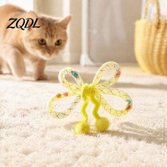 Stress Relief Toys for Cats Mesh Tube Cat Toy, Butterfly Shape Interactive Chew Toy with Bells Kitten Enrichment And Plush Balls, Flexible Indoor