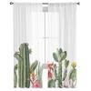 Идиллический кактус, тропические растения, тюлевые шторы для гостиной, прозрачные занавески для спальни, рождественские жалюзи, вуаль, шторы