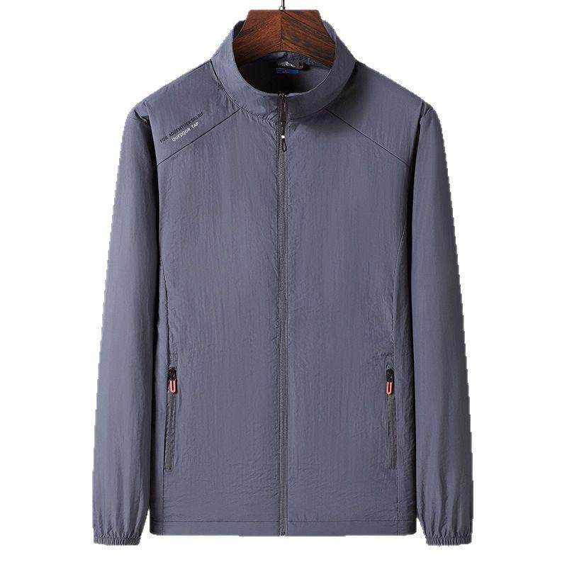 Одежда от солнца из ледяного шелка, мужская летняя тонкая однотонная, для улицы, свободного кроя, больших размеров, с капюшоном, куртка-пальто