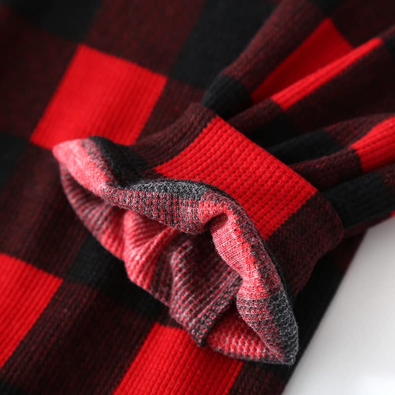 Waffle Cotton Pajama Long Gift 100% Women's Set, Loungewear, Spring/Autumn, Sleeves, Sleepwear, (XL, Red)