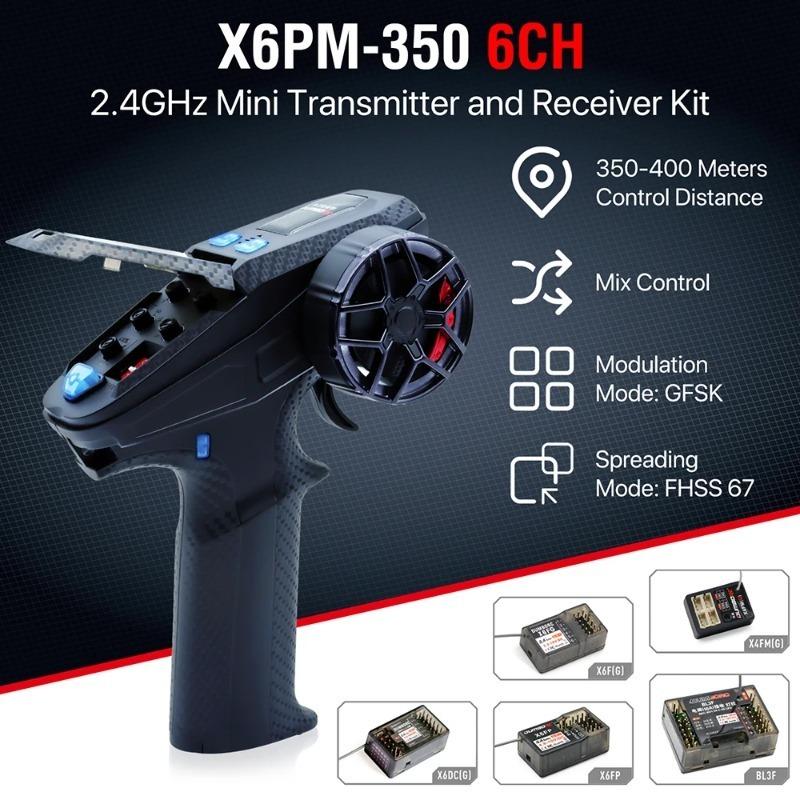 DUMBORC X6PM-350 2.4GHz RC Transmitter & Receiver Kit – Works with BL3F P6FG P6FP P4FMG 6CH for RC Car Boat Tank RC Parts