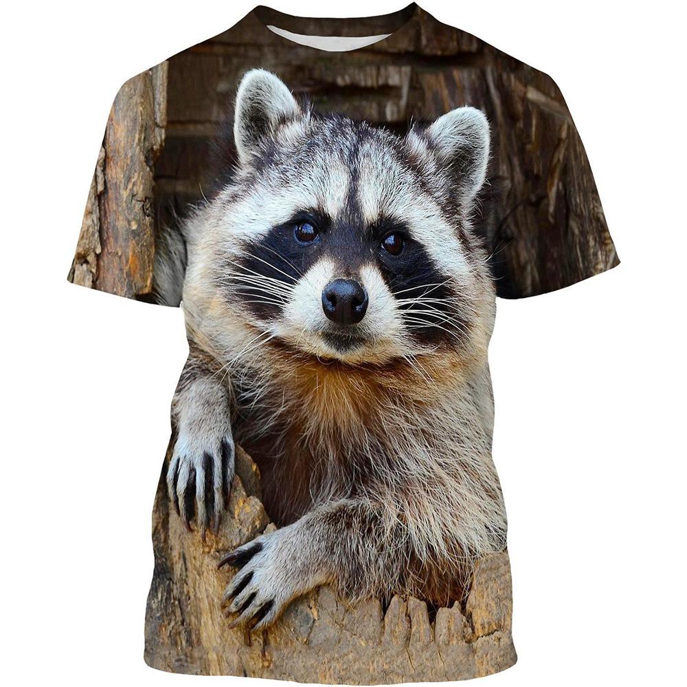 New Raccoon T-Shirts Cute Animal 3D Print Streetwear Men Women Casual Fashion Oversized T Shirt Kids Boy Girl Tees Tops Clothing