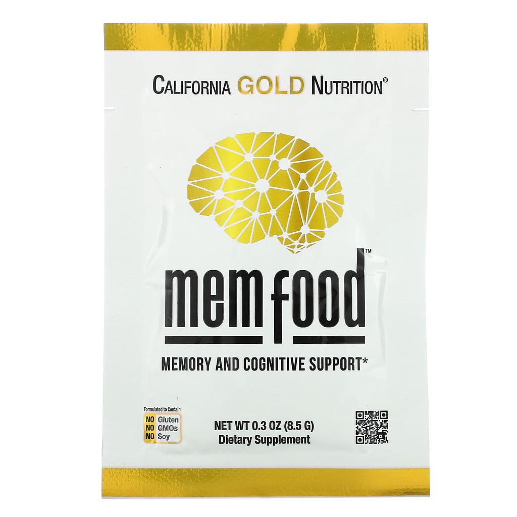 California Gold Nutrition MEM Food, Memory & Cognitive Support, 60 Packets, 0.3 Oz (8.5 G) Per Pack