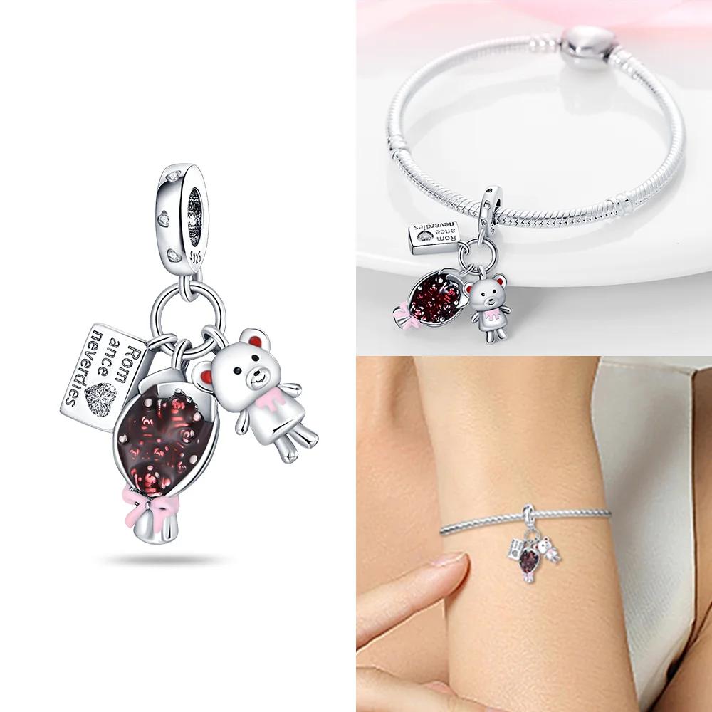 Exquisite Copper Original Red Heart Bicycle Love Couple Charms Beads Fit Bracelet Valentine'S Day Gift Women Jewelry Diy