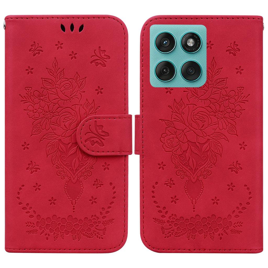For Motorola Edge 60 5G/60 Fusion 5G Case PU Leather Wallet Phone Cover Butterfly Flower Imprint