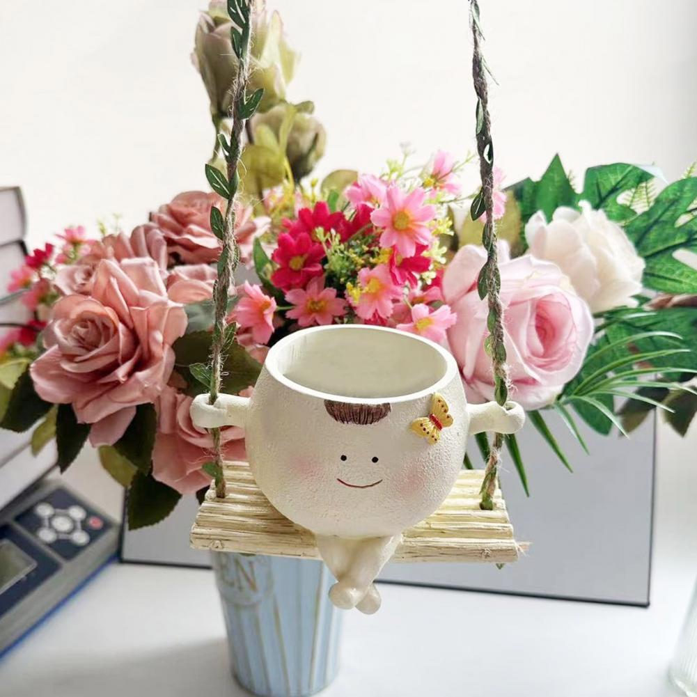 Качающийся цветочный горшок, подвесной кашпо из смолы, качели, горшок для цветов, уникальная подвесная голова цветка из смолы для дома для мамы