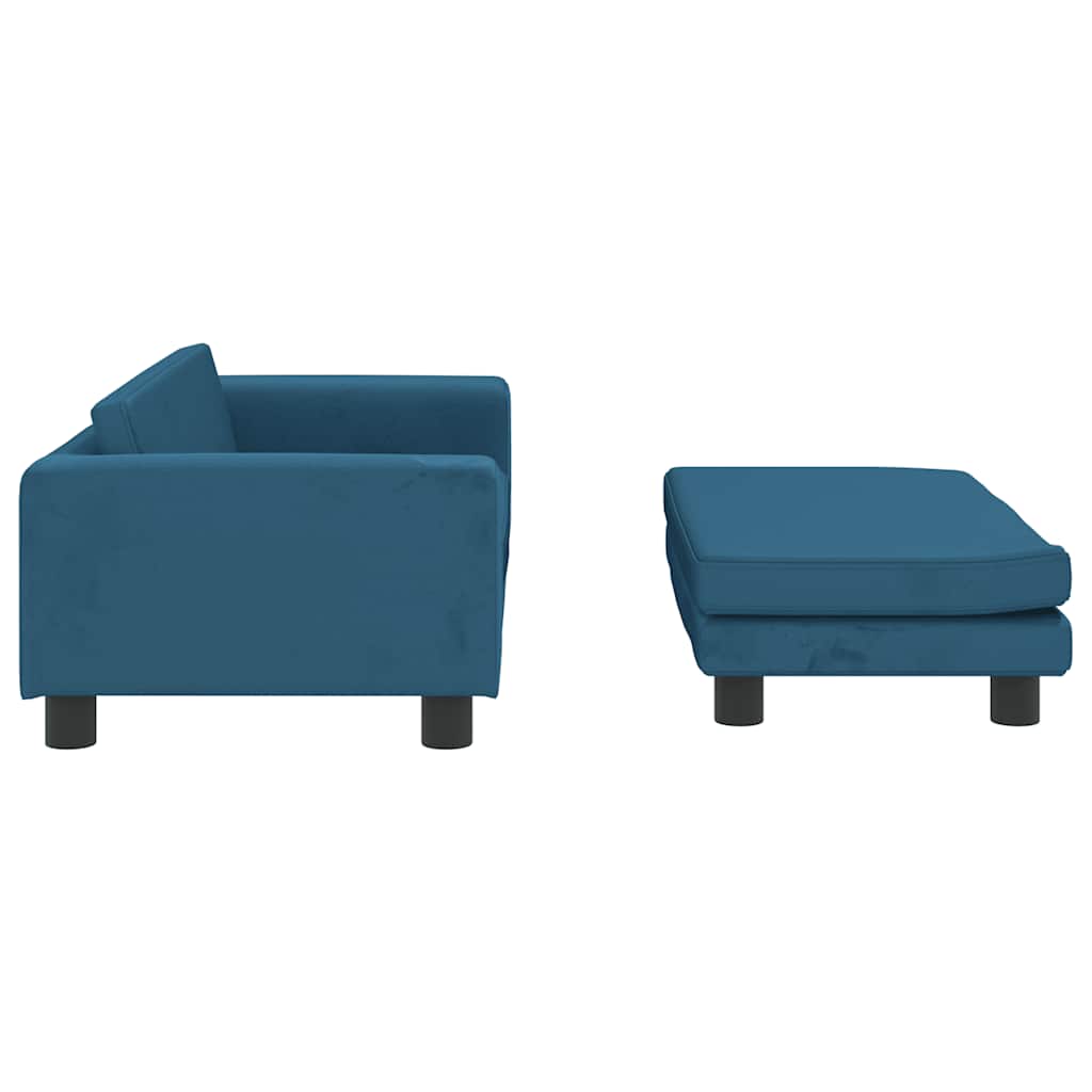 Children s Sofa with Footstool Blue 100 x 50 x 30 cm Velvet