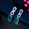CMM Noble Gold Color Jewelry Square Zirconia Drop Earrings
