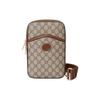 GUCCI Canvas With Leather Binding Messenger Bag, Shoulder Bag, Crossbody Bag Mens Beige/Ebony