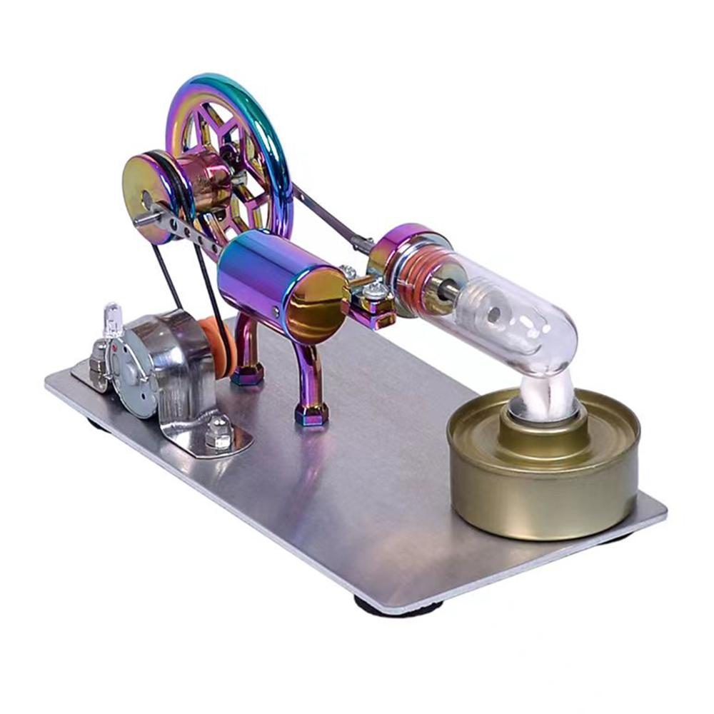 Hot Air Stirling Engine Motor Model Electricity Generator Motor with LED Bulb Six-pointed Star