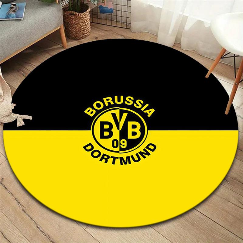 Borussia Round Area Rug,Carpet Rug for Living Room Bedroom Sofa Playroom Decor,Non-slip Floor Mat