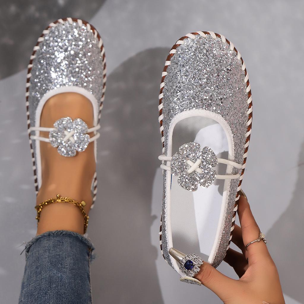 Fashion Mesh Breathable Rhinestone Fashion Versatile Women's New Foreign Style Niche Belt Flat Soft Soled Mary Jane Shoes Womens Shoes