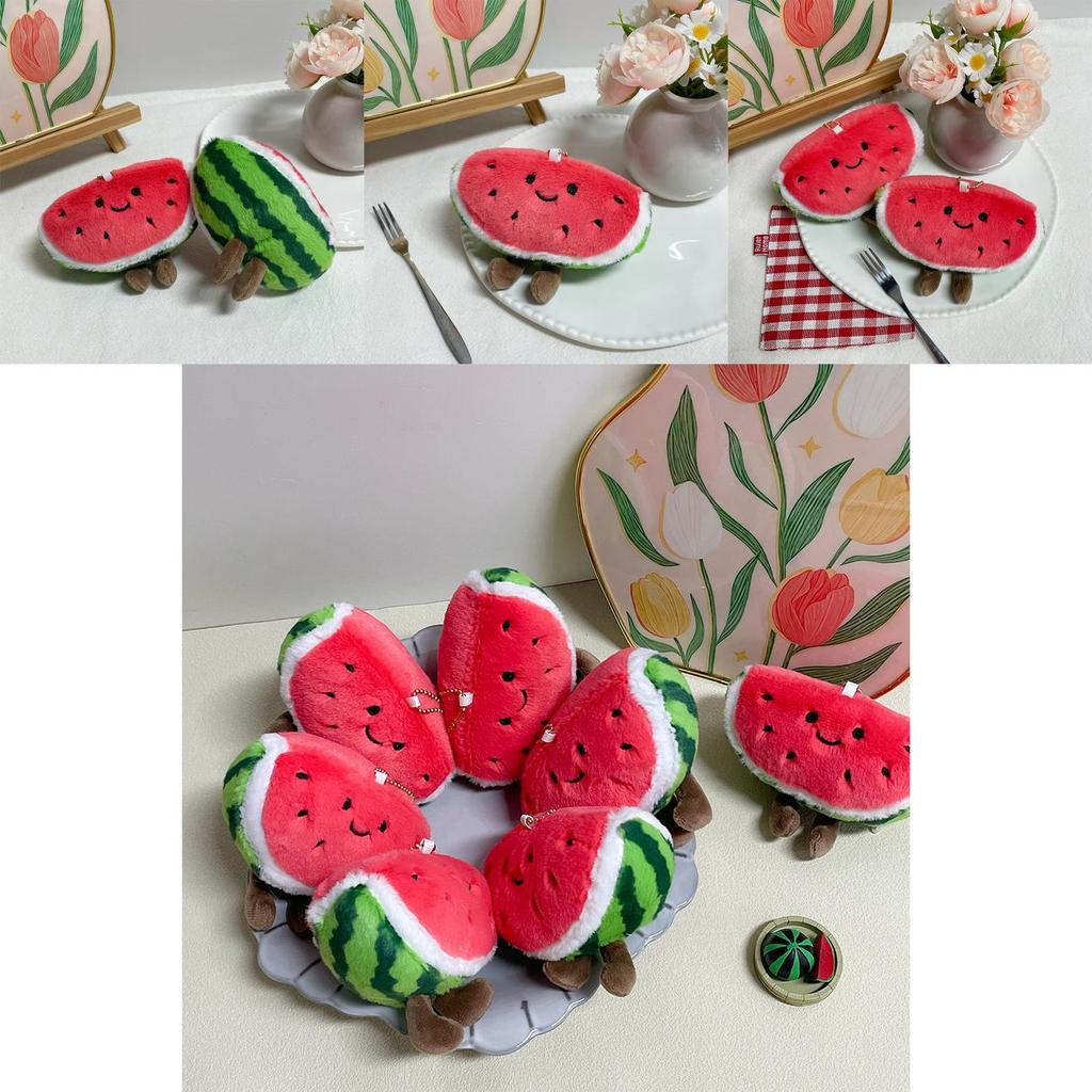 Cute Watermelon Plush Keychain With Pp Cotton Filling For Bag Decoration And Collectors