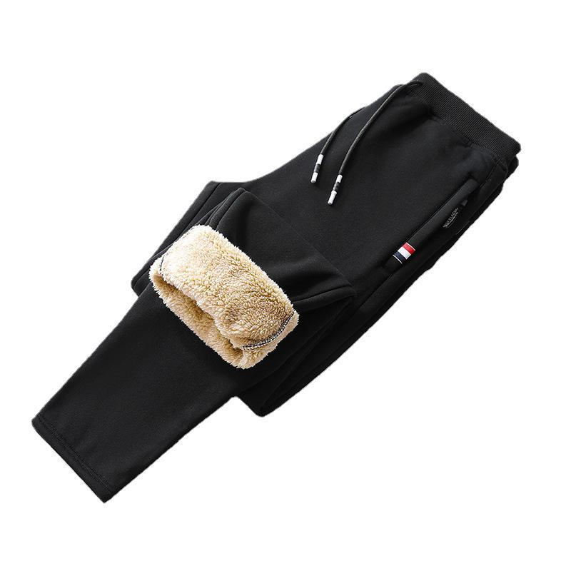 Мужские брюки из плюша на молнии осень/зима — плотные, свободные, прямые, большого размера, доступны в трех цветах