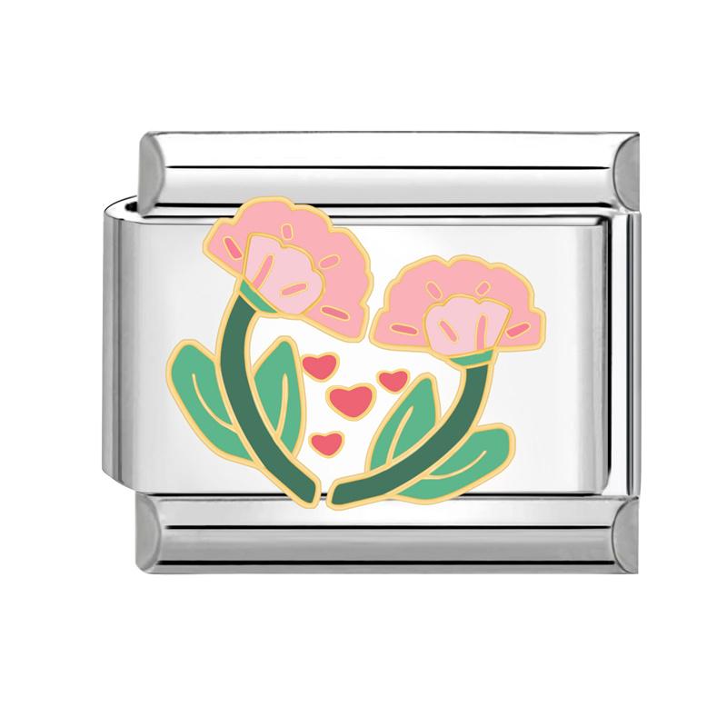 Модные цветы Глаза дьявола Сердце Бабочка Вишня Итальянские шармы из нержавеющей стали Подходят для браслета 9 мм Циркон DIY Изготовление Подарки