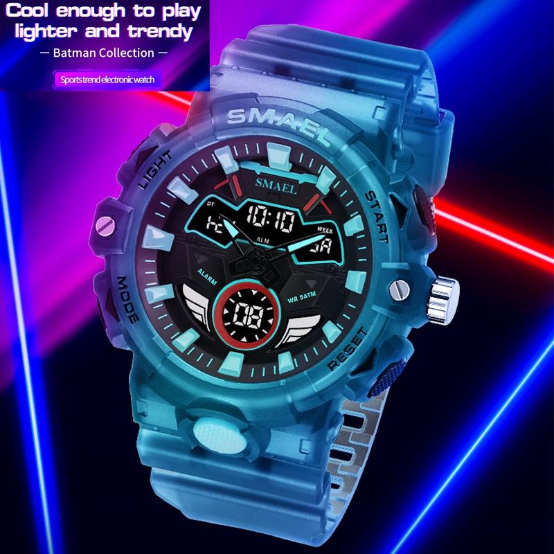 Спортивные часы SMAEL, оригинальные наручные часы, дропшиппинг, водонепроницаемые часы 50 м, 8085, кварцевые часы с будильником