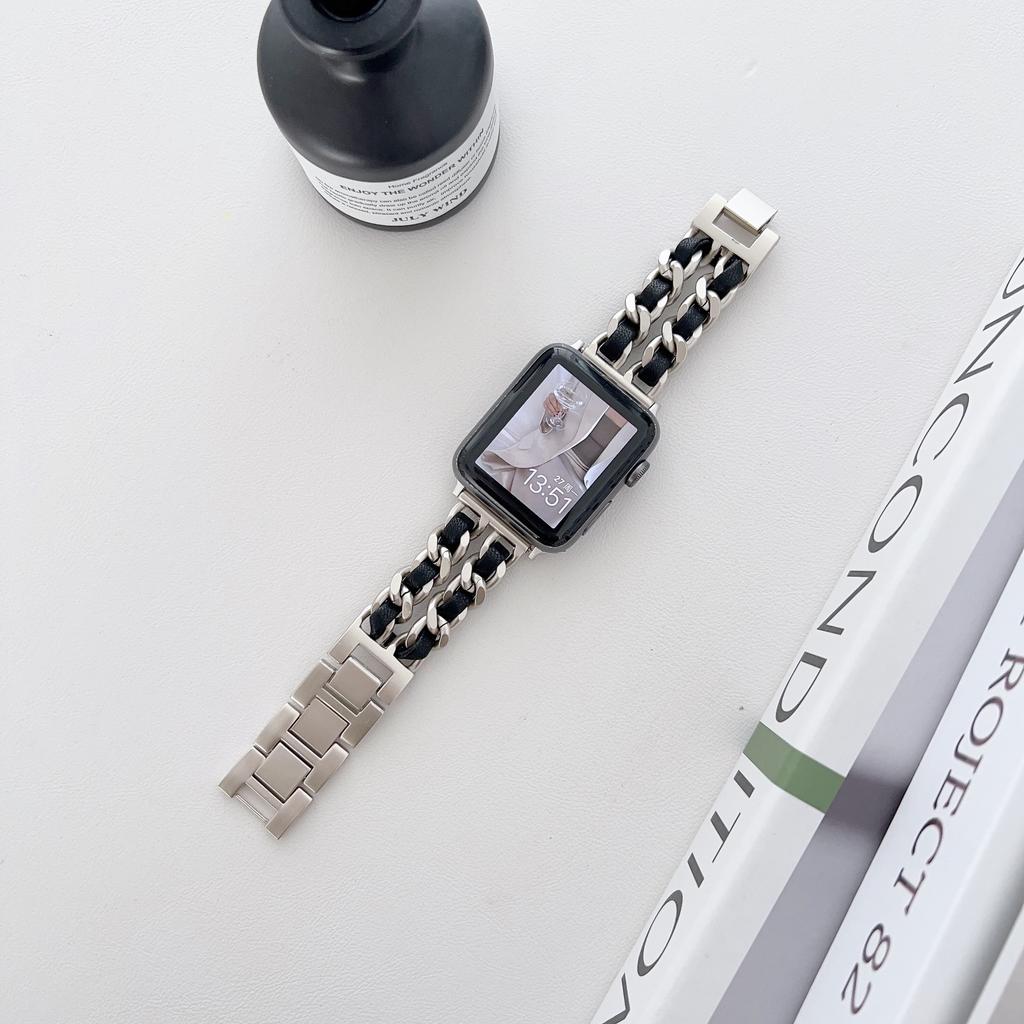 Металлический кожаный ремешок для Apple Watch 49 мм 45 мм 41 мм 44 мм 40 мм 42 мм 36 мм Женский ремешок для часов iWatch Series 10 9 8 7 6 5 4 SE