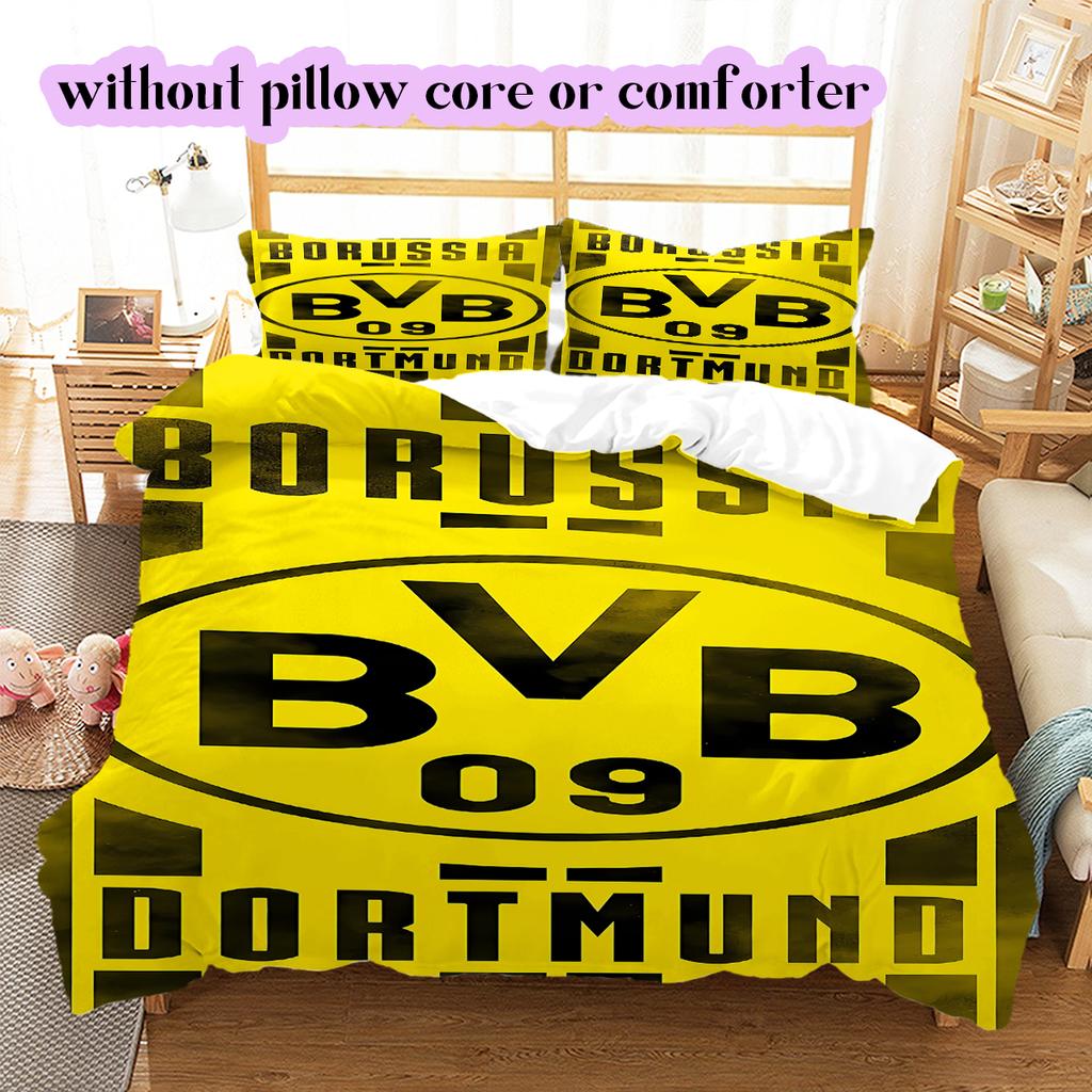 football Logo Pattern Bedding Quilt Set Quilt Cover Pillowcase Home Decoration Birthday Gift (1*duvet cover+ 2*pillowcase, without core)