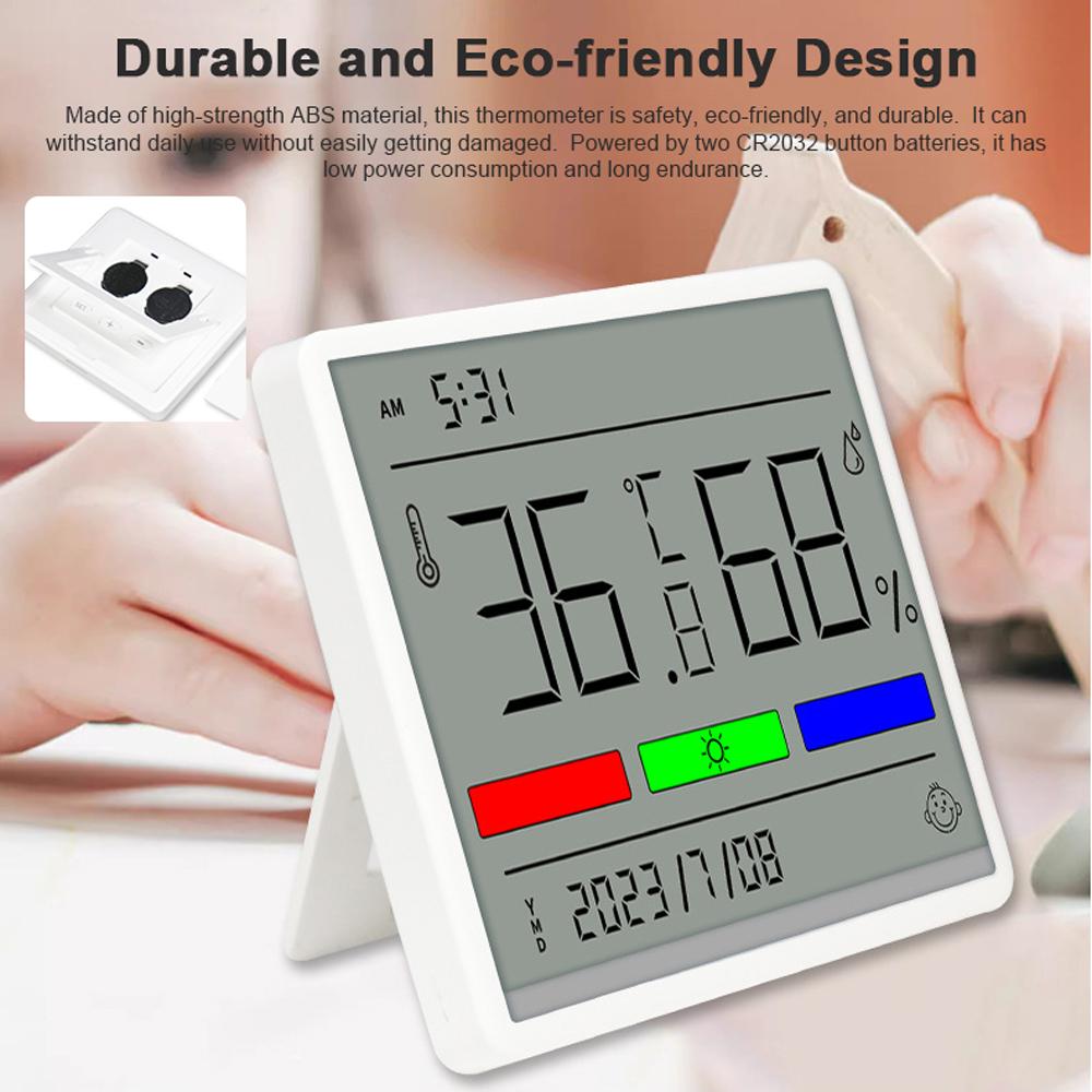 Digital Indoor meter Hygrometer Home Accurate LCD Temperature Humidity Gauge Monitor with Time/Date Display Comfort Indicator Support /Stopień