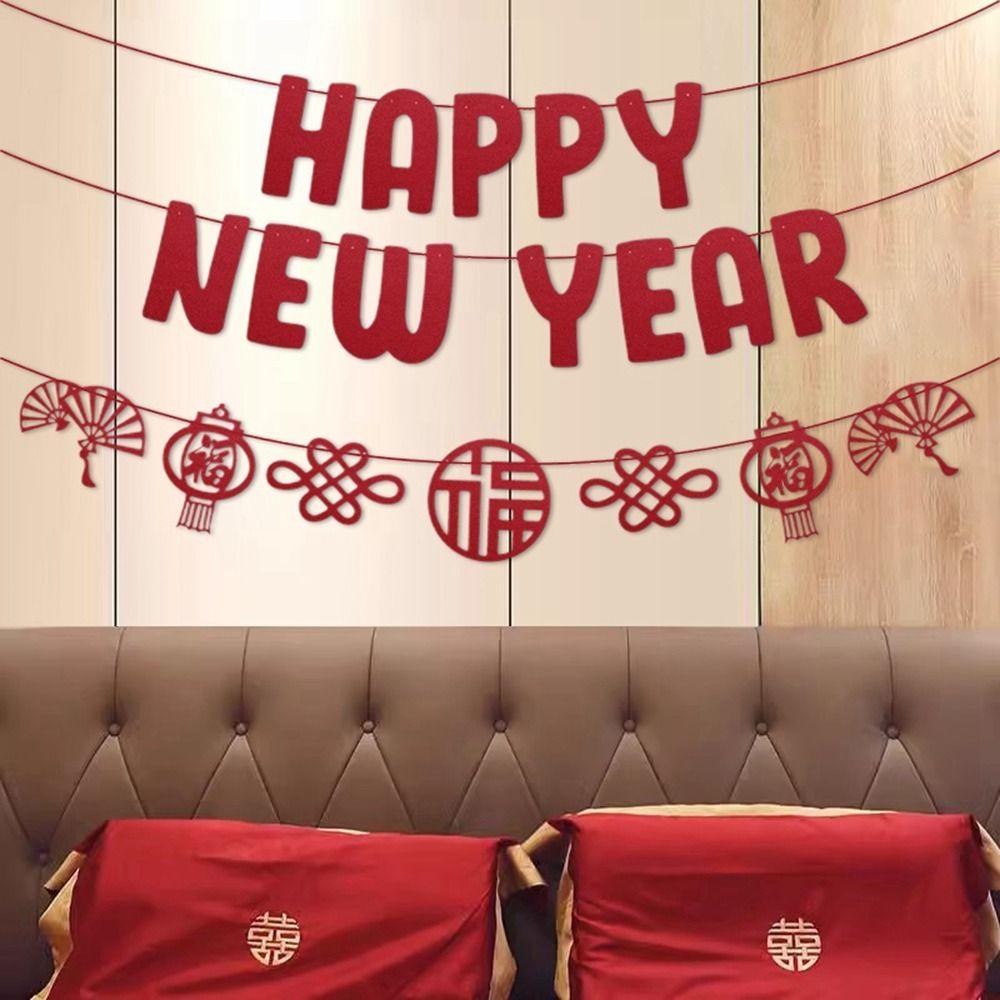 Традиционный флаг с Новым годом, нетканый материал, весенний фестиваль, подвесные украшения для комнаты