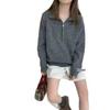 Autumn Winter Korean Style Loose Polo Collar Half-Zip Knit Pullover for Women