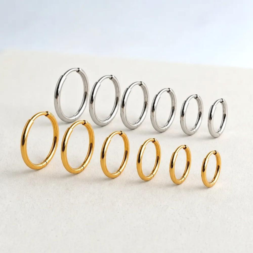 Mariasz Minimalist 1.6mm Thin Dainty Stainless Steel Hoop Earrings for Women Men Tiny 6-16mm Round Gold Huggies Jewelry