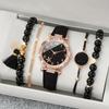 with Leather Strap Watch Bracelet Set Heart Shape Quartz Wristwatch New Watch Jewelry Set  Woman