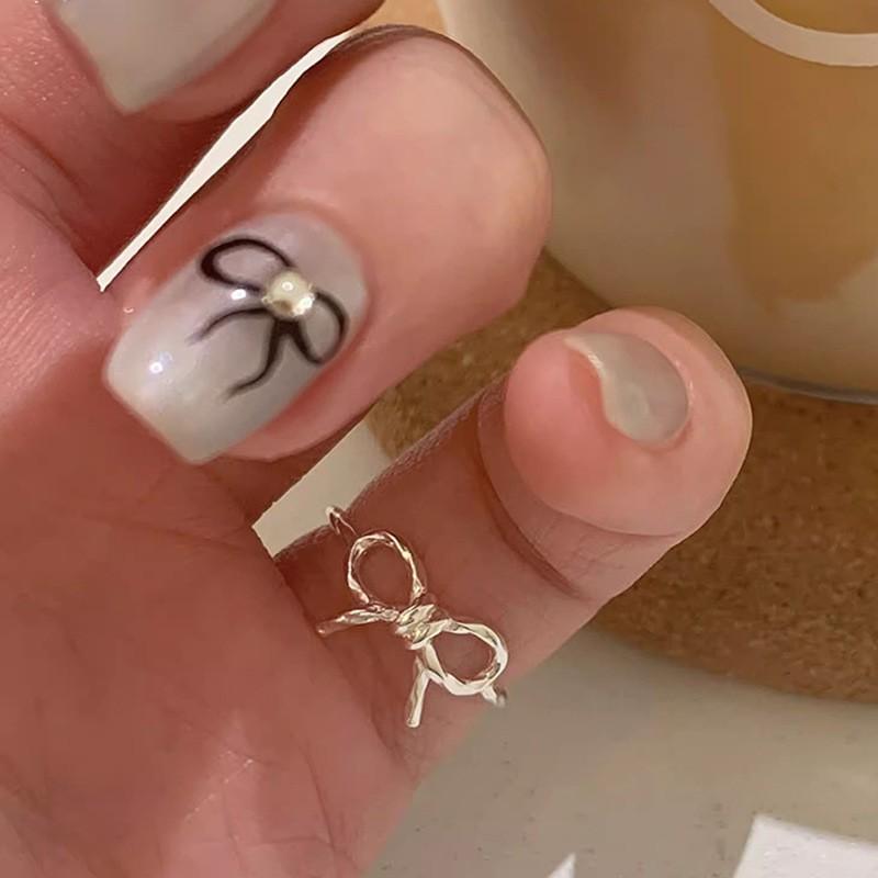 Korean Version Plain Ring Irregular 925 Sterling Silver Versatile Ring Women's Niche Ins Style Design Non-fading Combination Ring