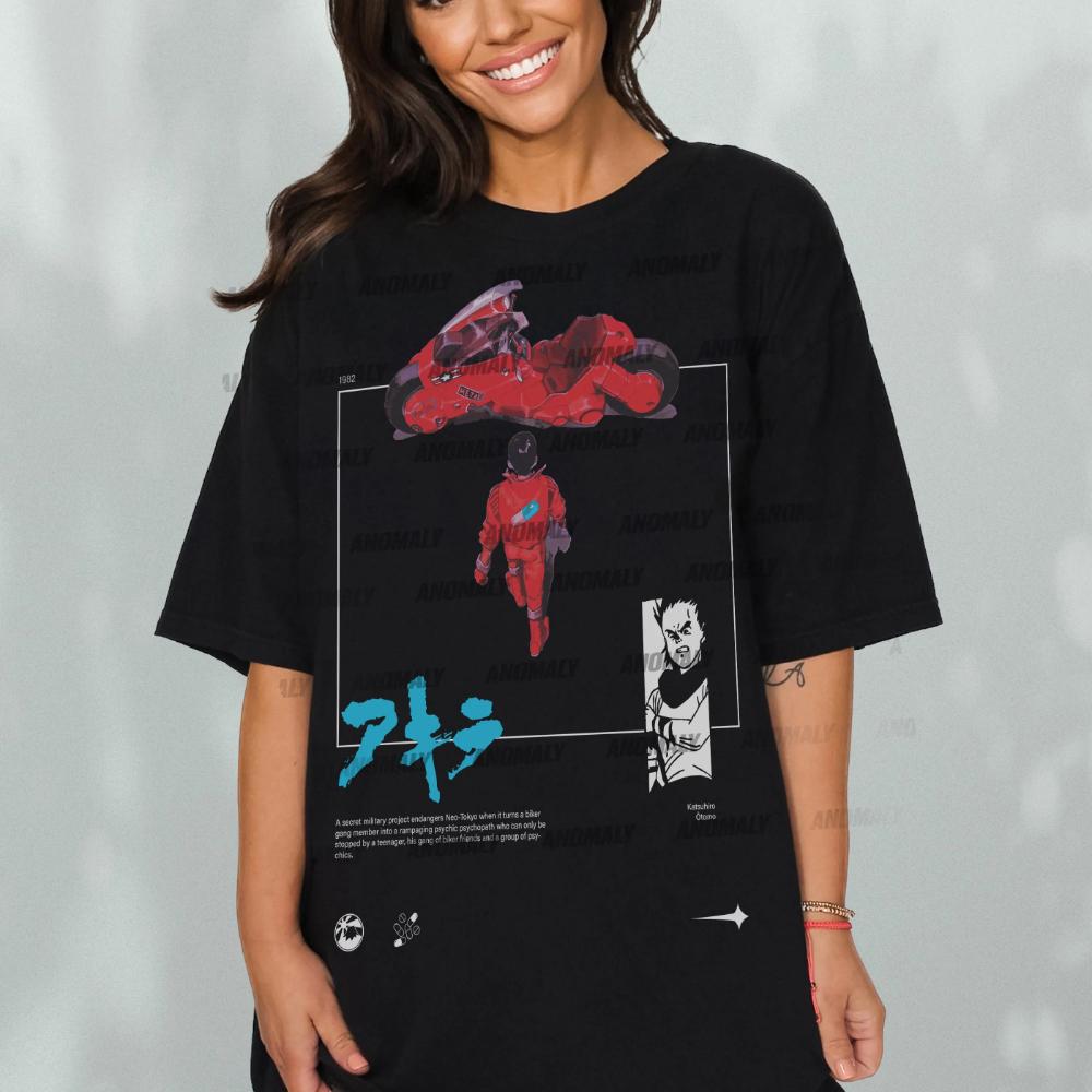 Unisexga New Tokyo Cyberpunk Pattern Tshirt Gift for Anime Movie Enthusiasts 80s Akira Style Japanese Kinda Bicycle Tshirt