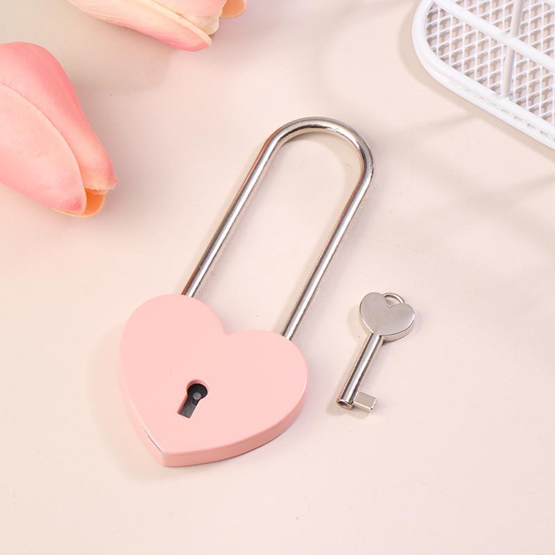 1 Set Metal Heart Shaped Padlock Antique Style Love Lock Set With Key Wedding Valentine'S Day Gifts Couple Wishing Lock