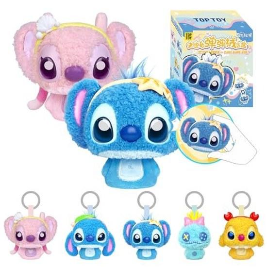 TOP TOY Дисней Стич Мотимоти Прыгучая Меховая Серия Плюшевый Подвеска 1 Штука Гачапон Сюрприз Фигурка Пластиковая Модель Премиум Подарок на День Рождения Персонаж